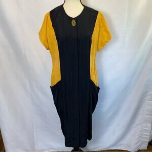 Sheri Martin Women’s Vintage Size 10 Midi Dress Button Front Colorblock
